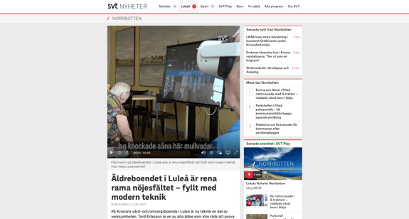SVT nyeheter websida screenshot
